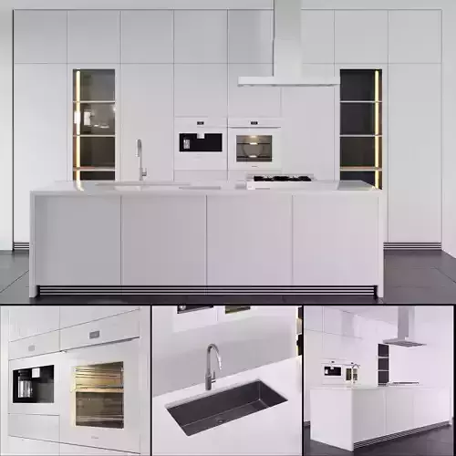 white modern kitchen  k001 3D model