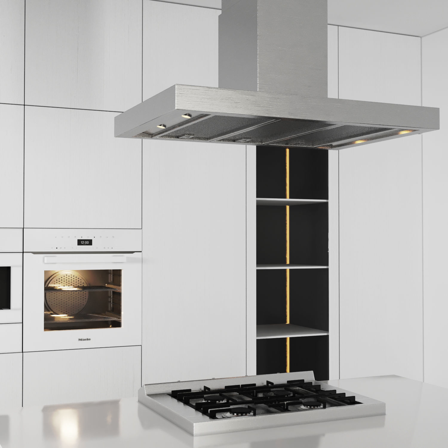 white modern kitchen  k001 3D model_3