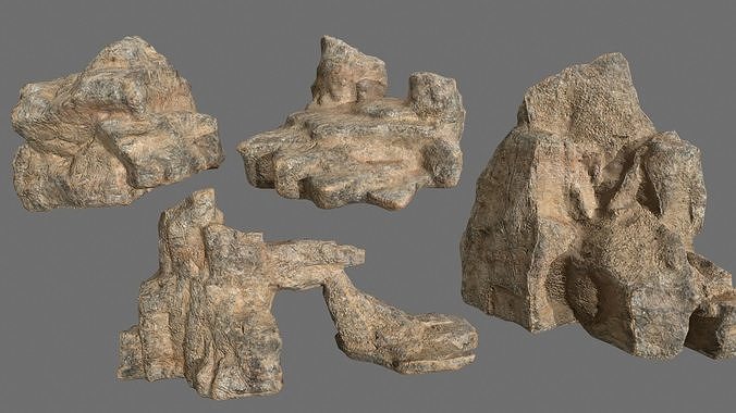 Rock Set Low-poly 3D model