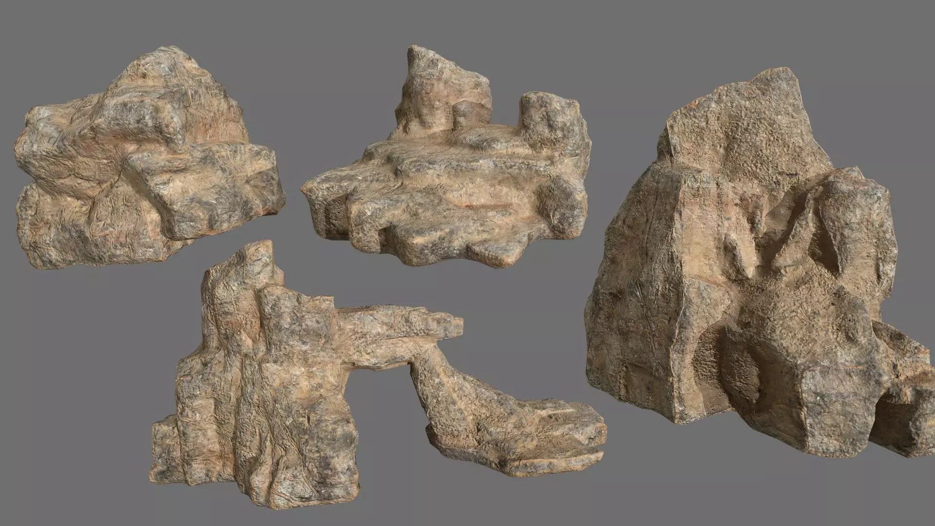Rock Set Low-poly 3D model