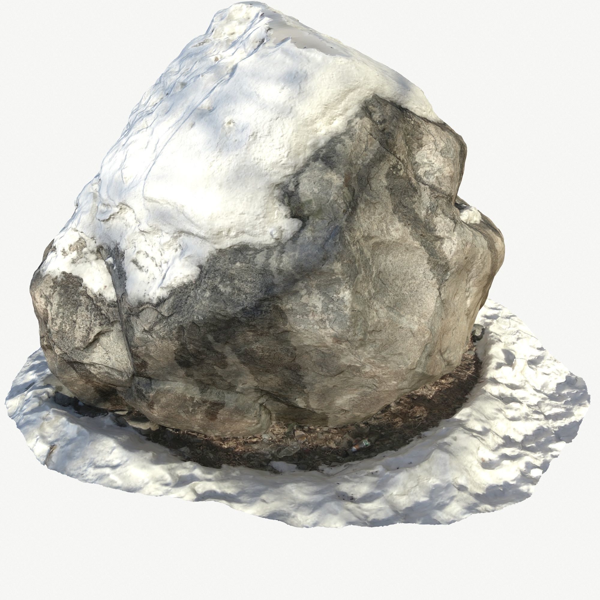 Stone in the snow Low-poly 3D model_5