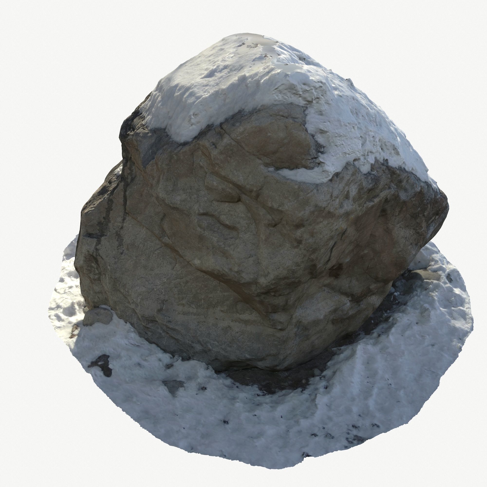 Stone in the snow Low-poly 3D model_4