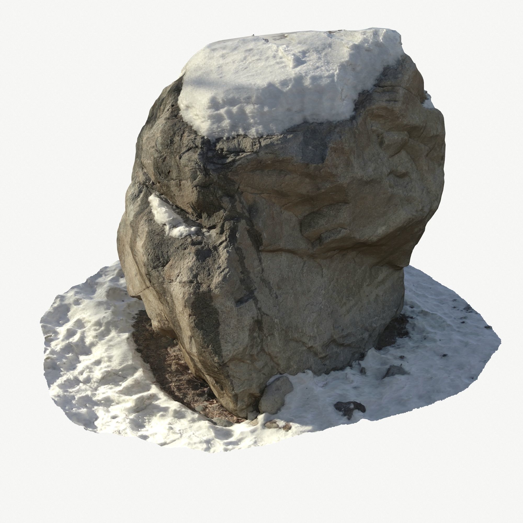 Stone in the snow Low-poly 3D model_3