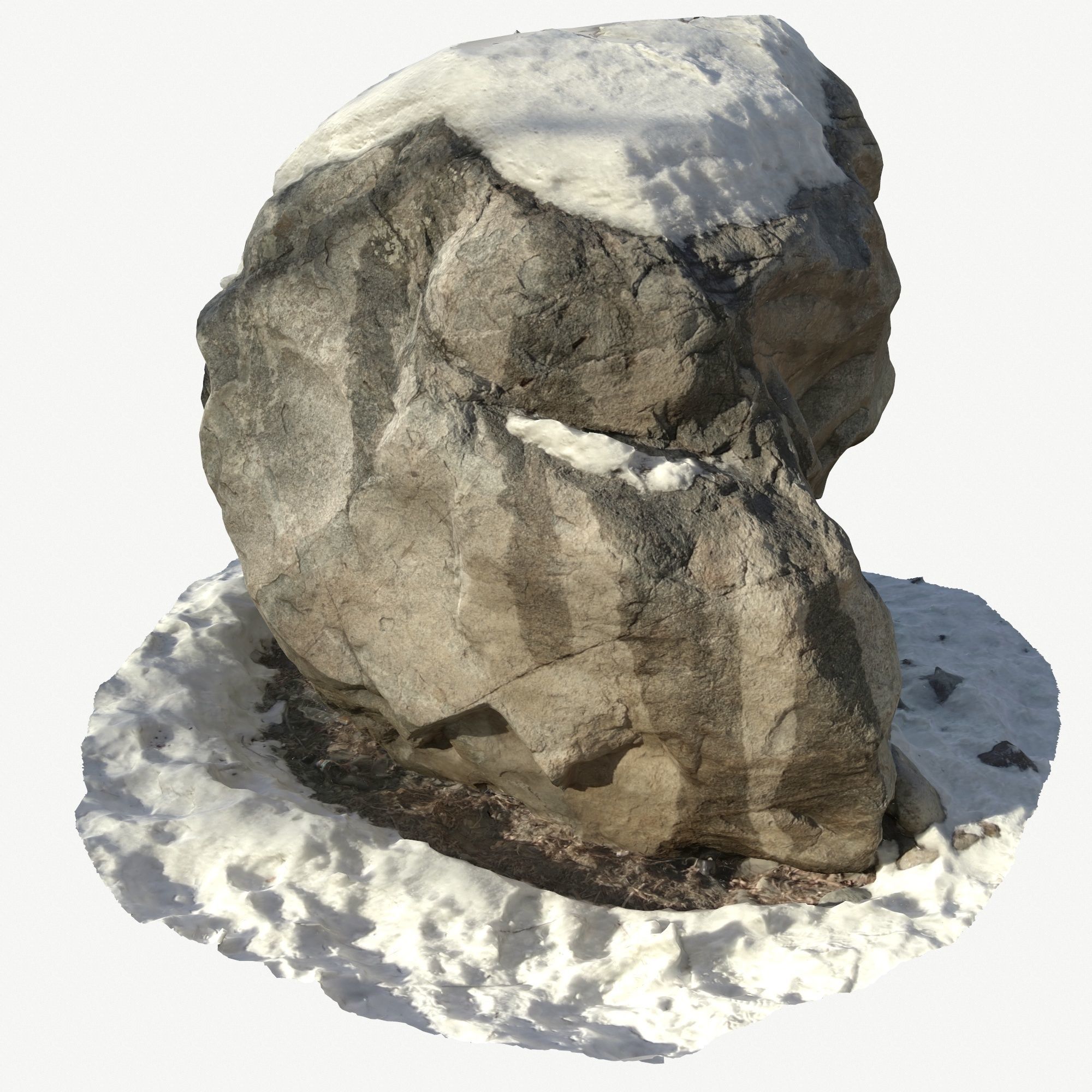Stone in the snow Low-poly 3D model_2