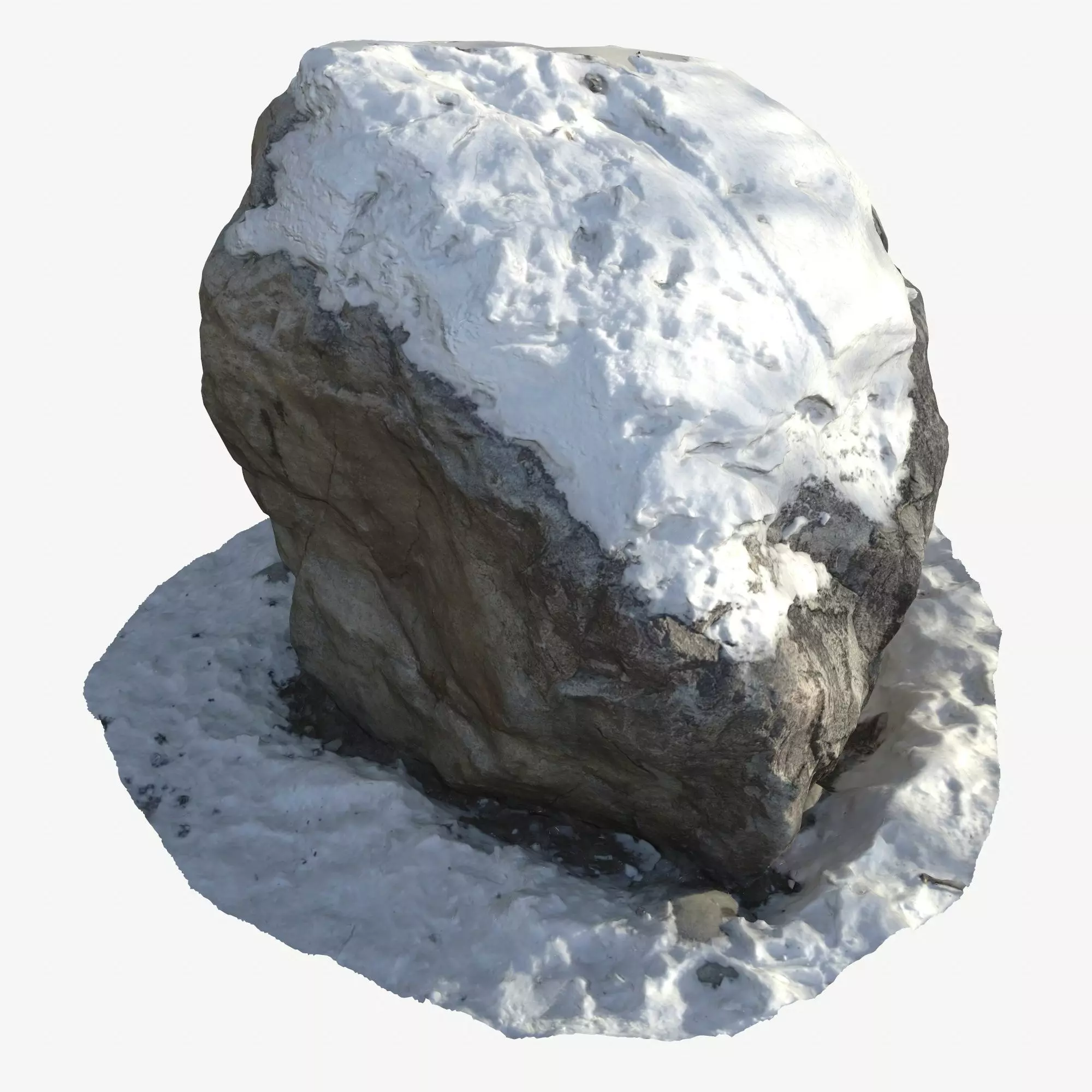 Stone in the snow Low-poly 3D model_0