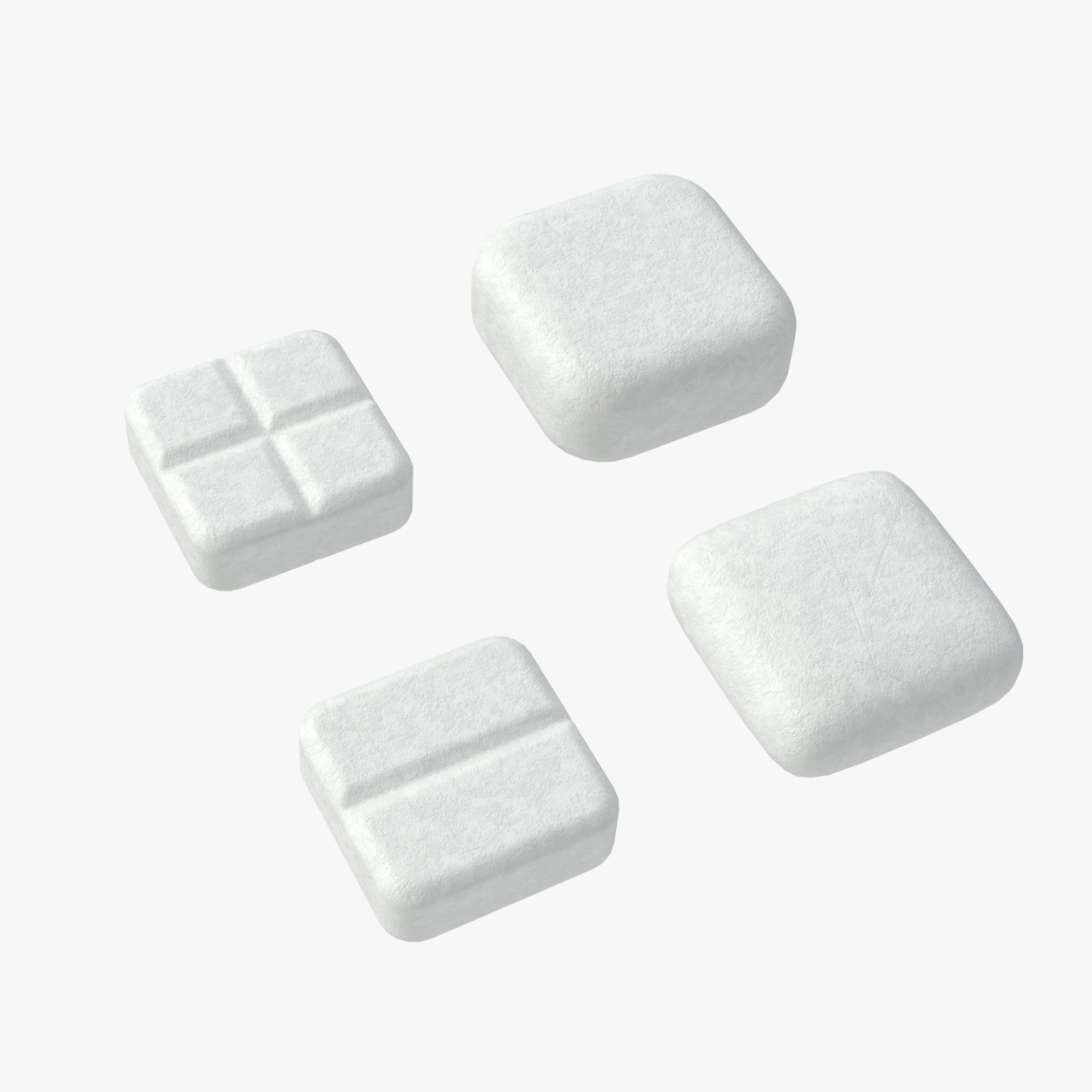 Set of square shaped pills with 4K PBR tex and color variations Low-poly 3D model_2