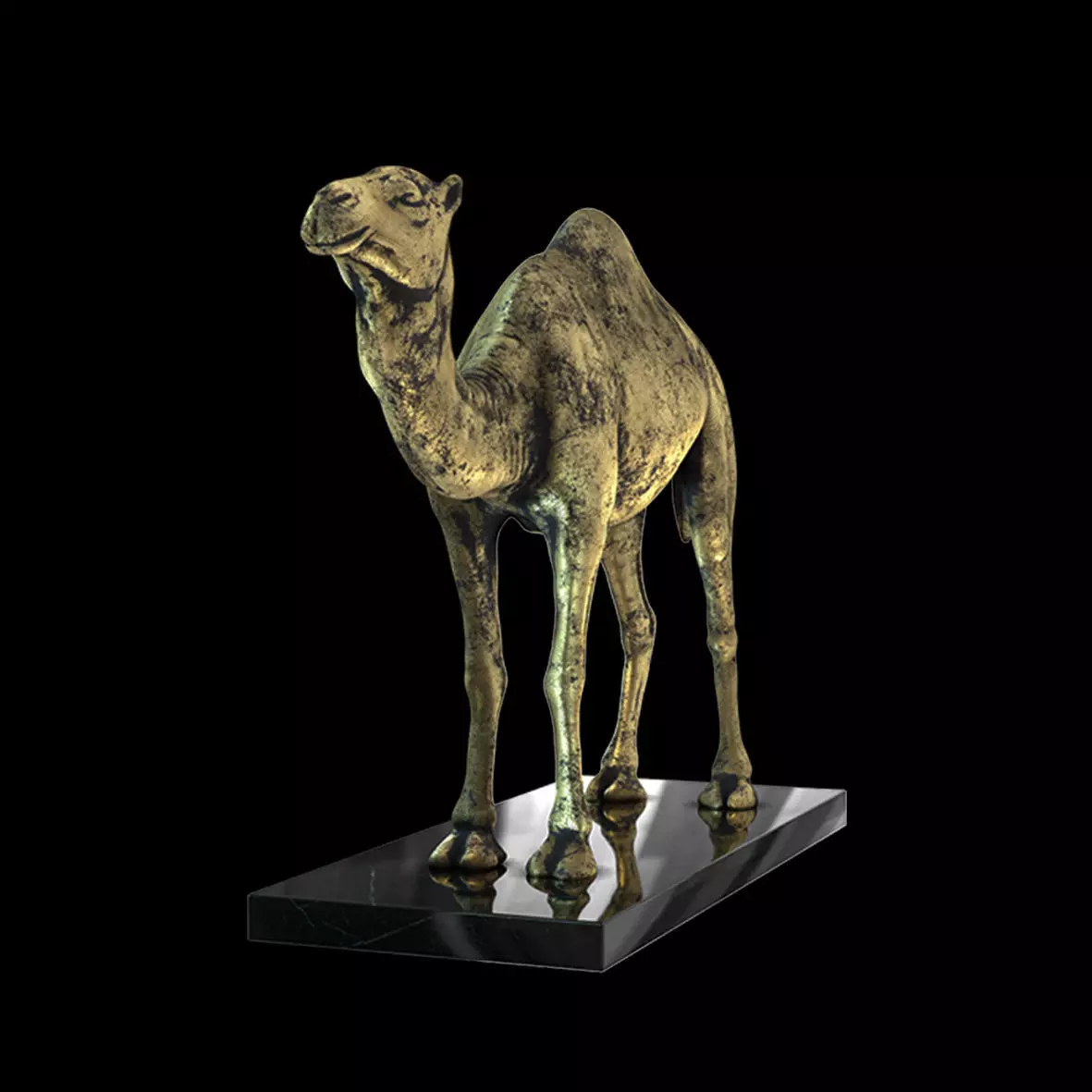 Camel sculpture Low-poly 3D model_0