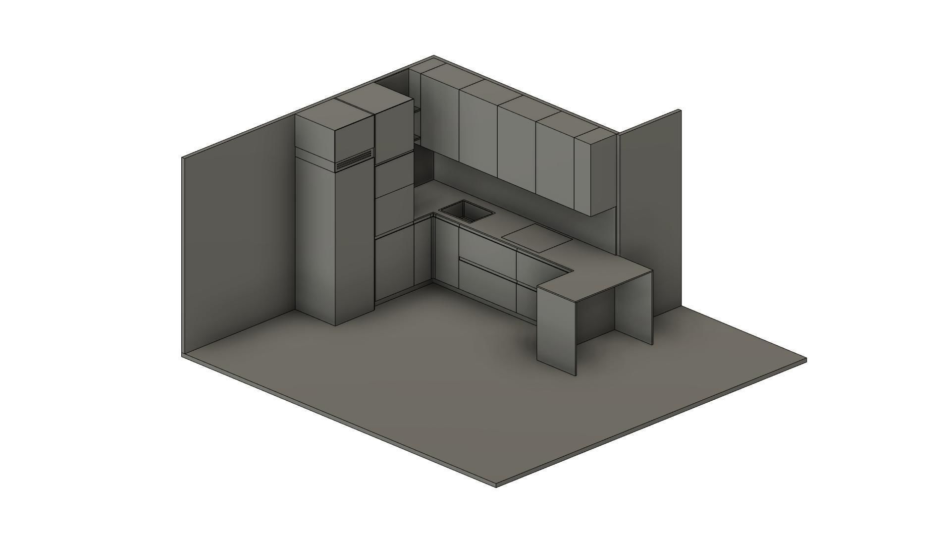 Kitchen modern with wooden cabinets 3D model_6