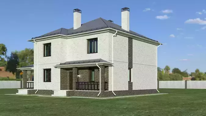 Cottage house on grassy field