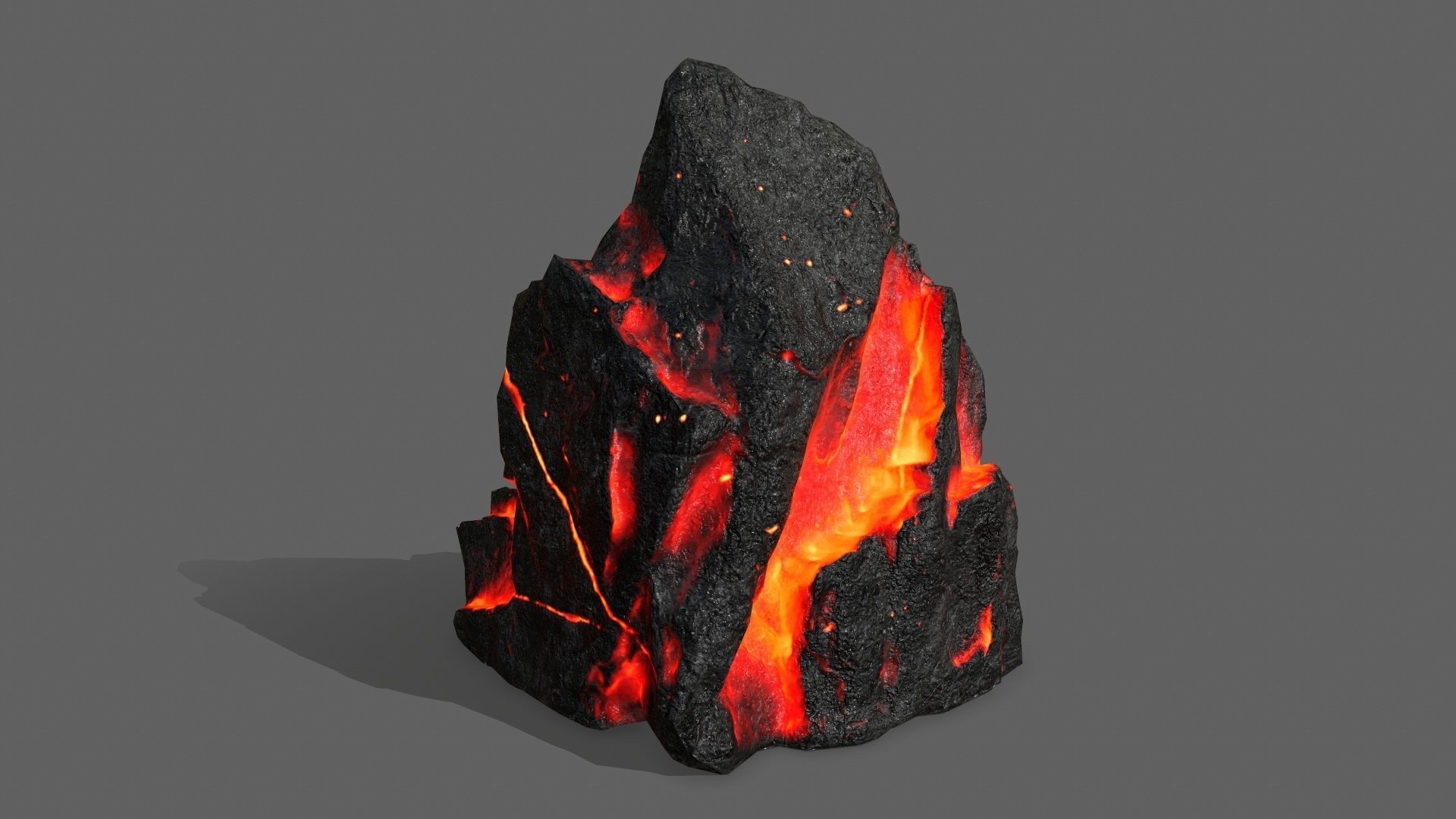 Rock Set with flames Low-poly 3D model_17