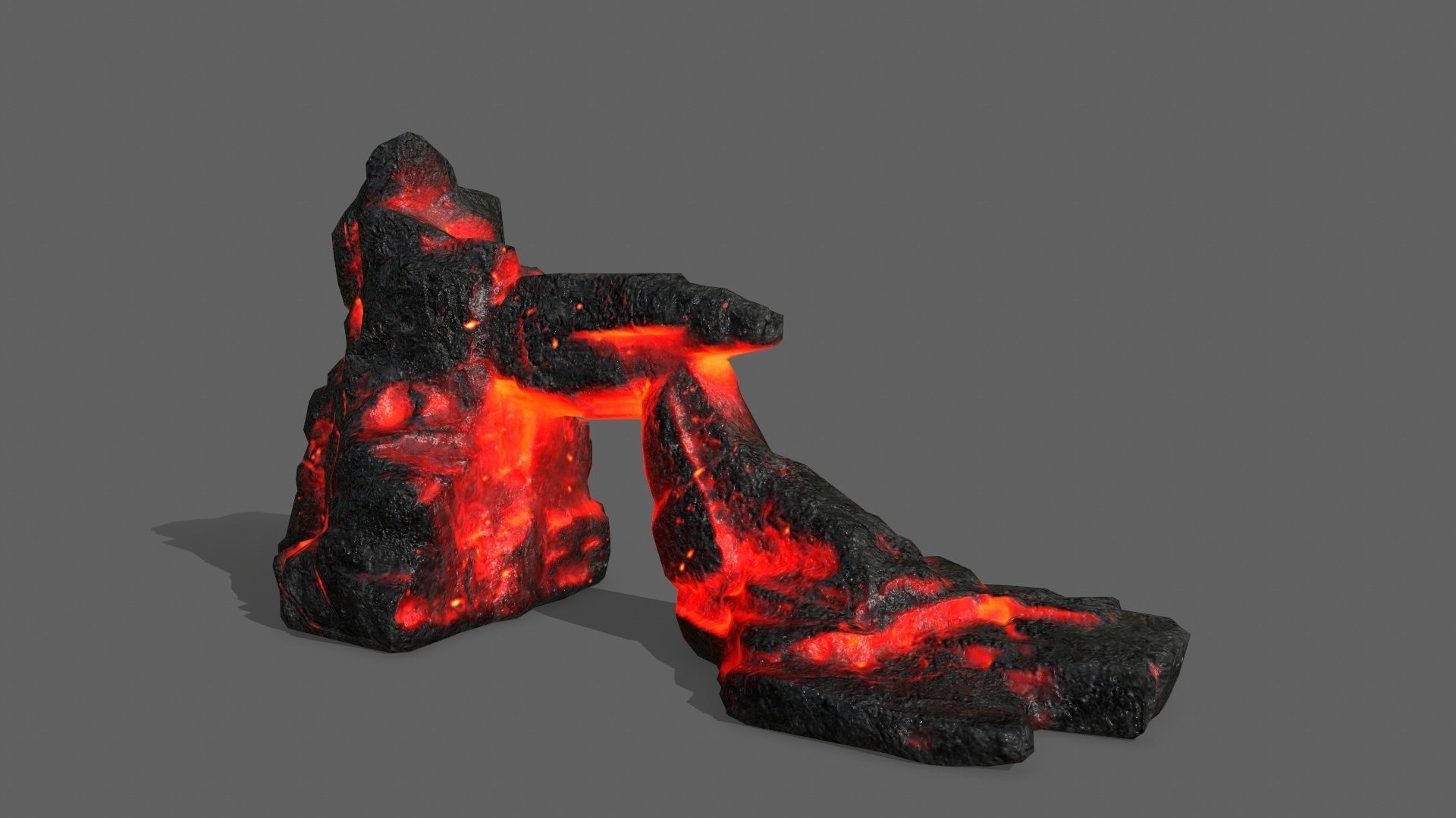 Rock Set with flames Low-poly 3D model_6