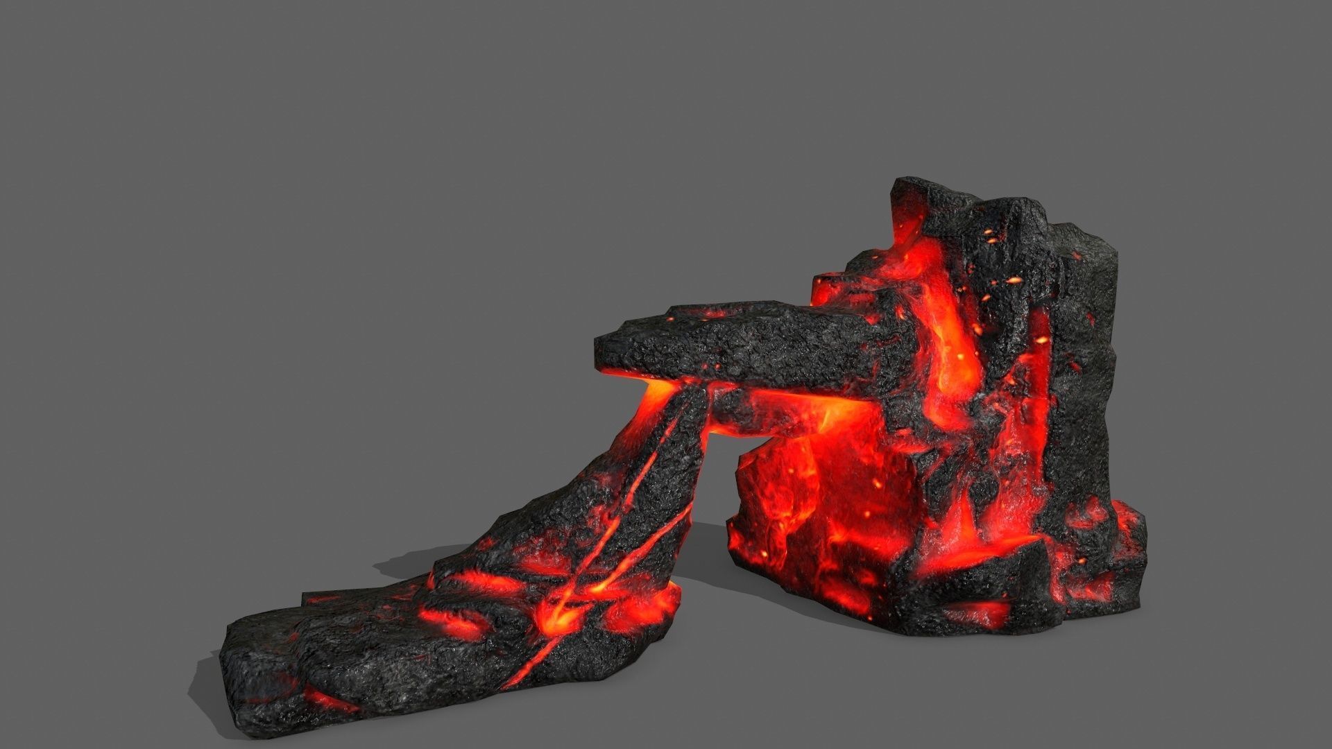 Rock Set with flames Low-poly 3D model_5