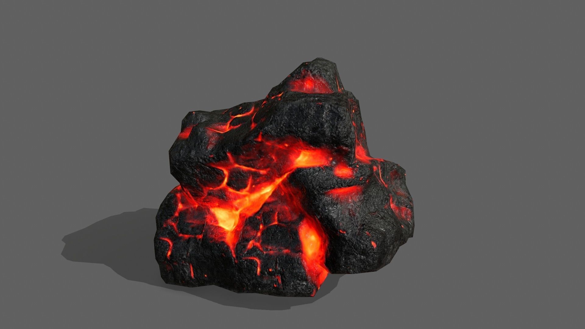 Rock Set with flames Low-poly 3D model_11
