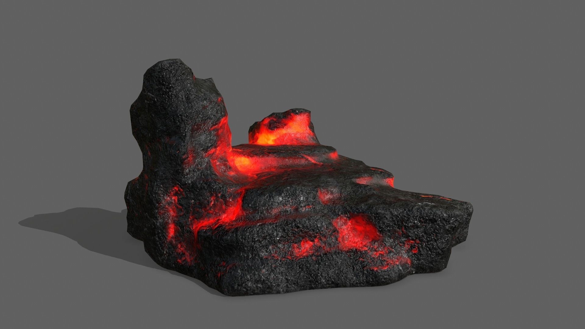 Rock Set with flames Low-poly 3D model_9