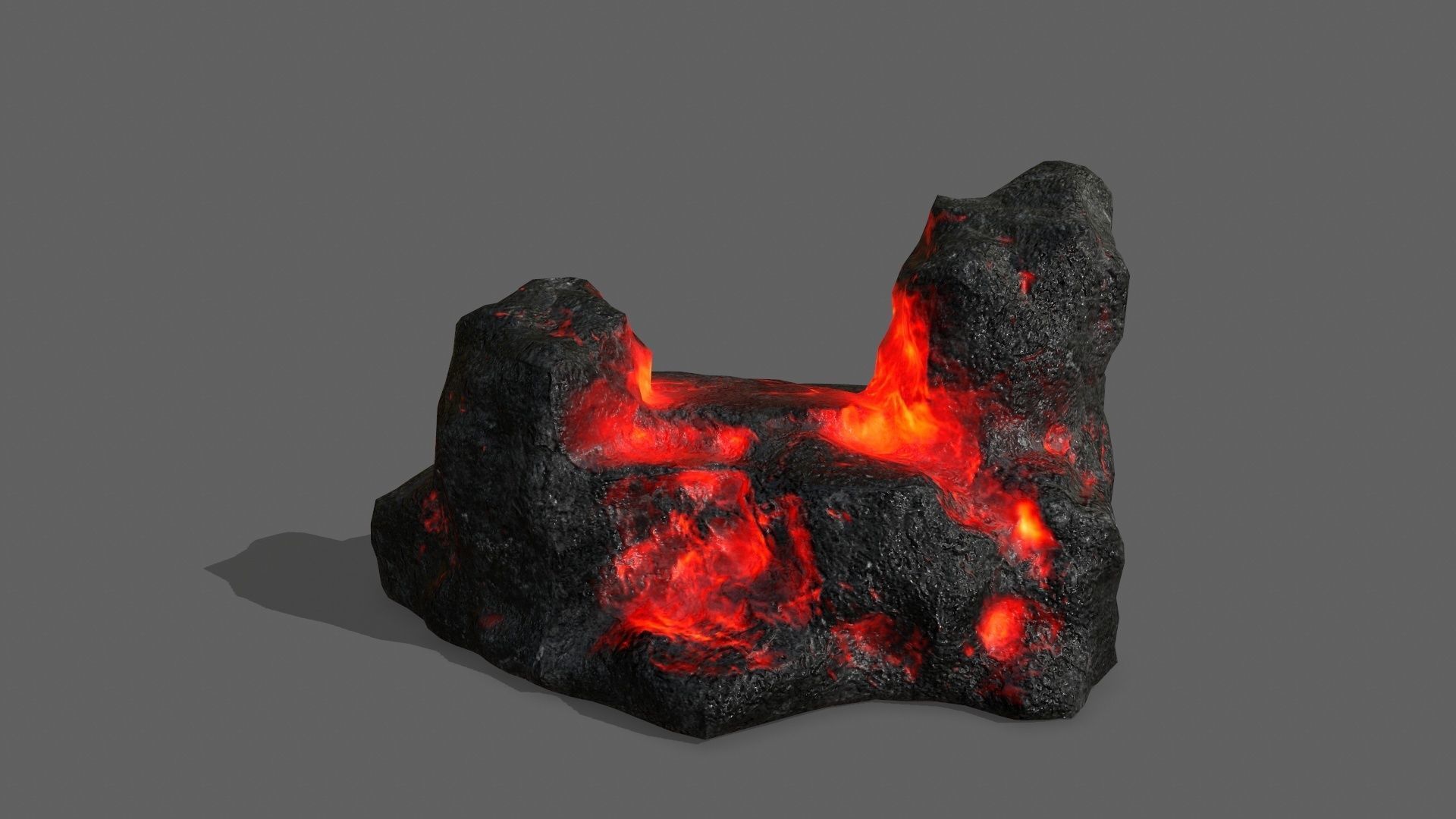 Rock Set with flames Low-poly 3D model_10