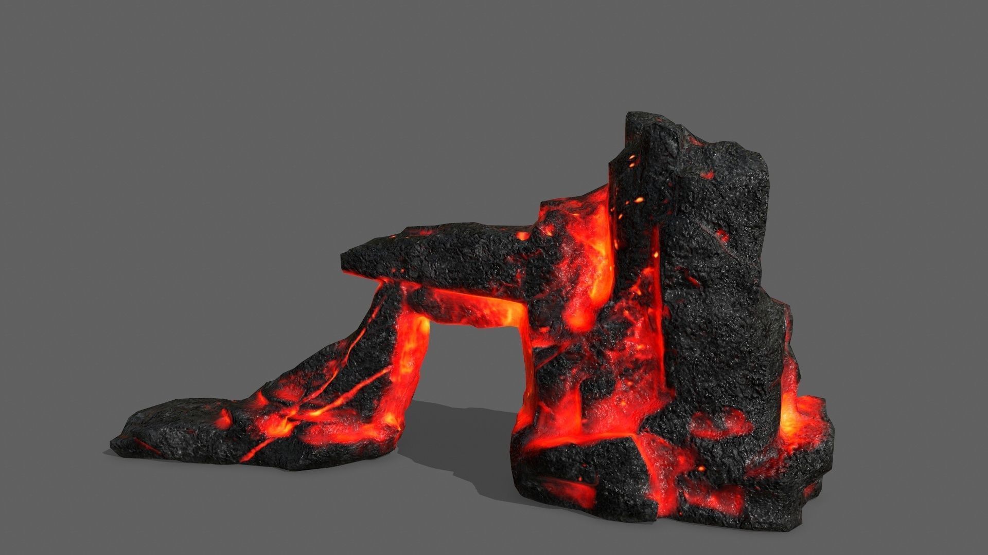 Rock Set with flames Low-poly 3D model_4