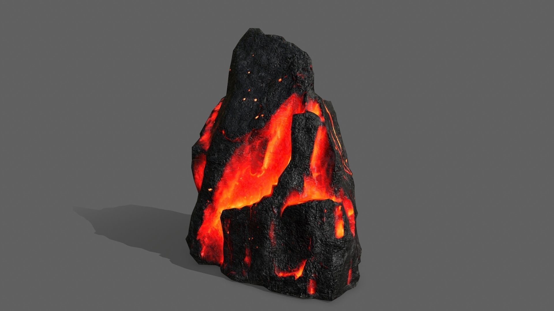 Rock Set with flames Low-poly 3D model_16