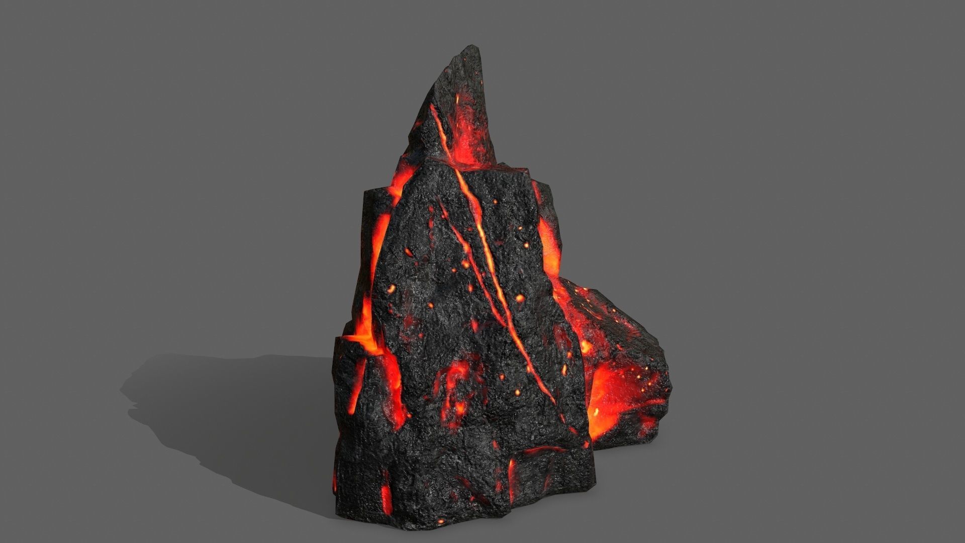 Rock Set with flames Low-poly 3D model_15