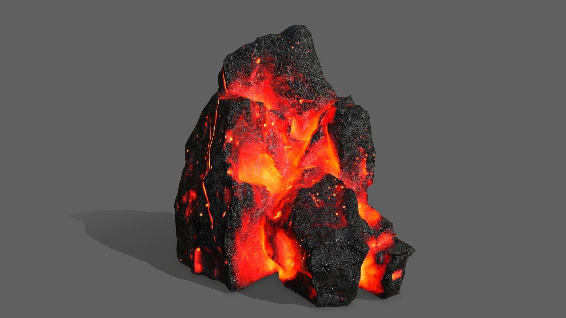 Rock Set with flames Low-poly 3D model_14