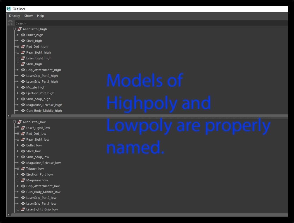 Laugo Arms Alien Pistol with LaserSight Suppressor Low-poly 3D model_85