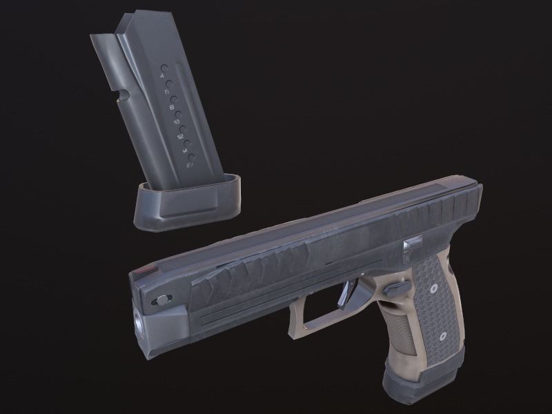 Laugo Arms Alien Pistol with LaserSight Suppressor Low-poly 3D model_24