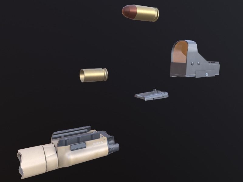 Laugo Arms Alien Pistol with LaserSight Suppressor Low-poly 3D model_12