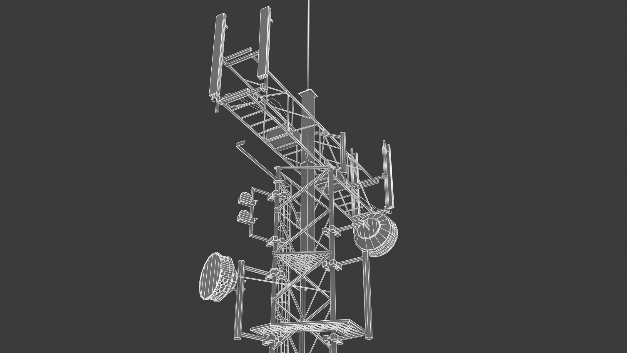 Telecommunication Tower 05 Low-poly 3D model_17