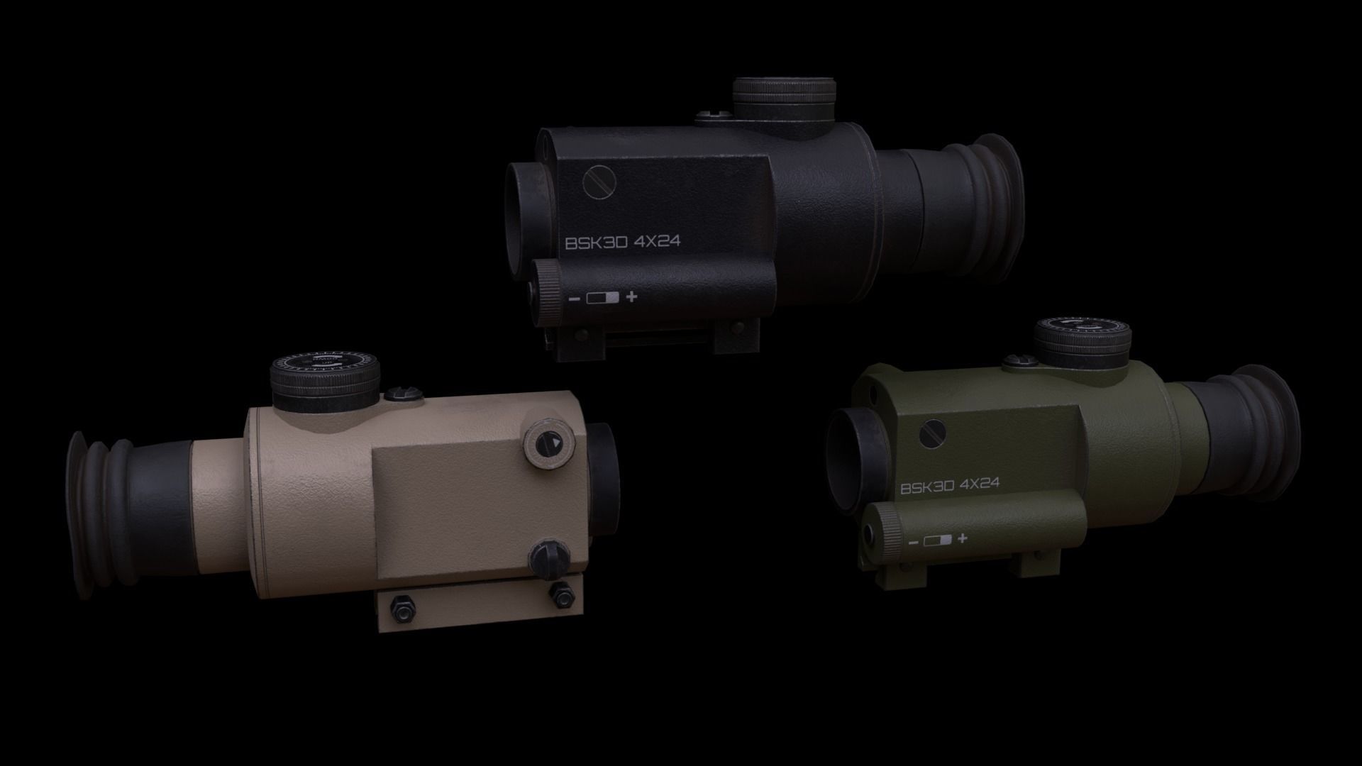 Box Scope 4X24 Zoom Low-poly 3D model_2