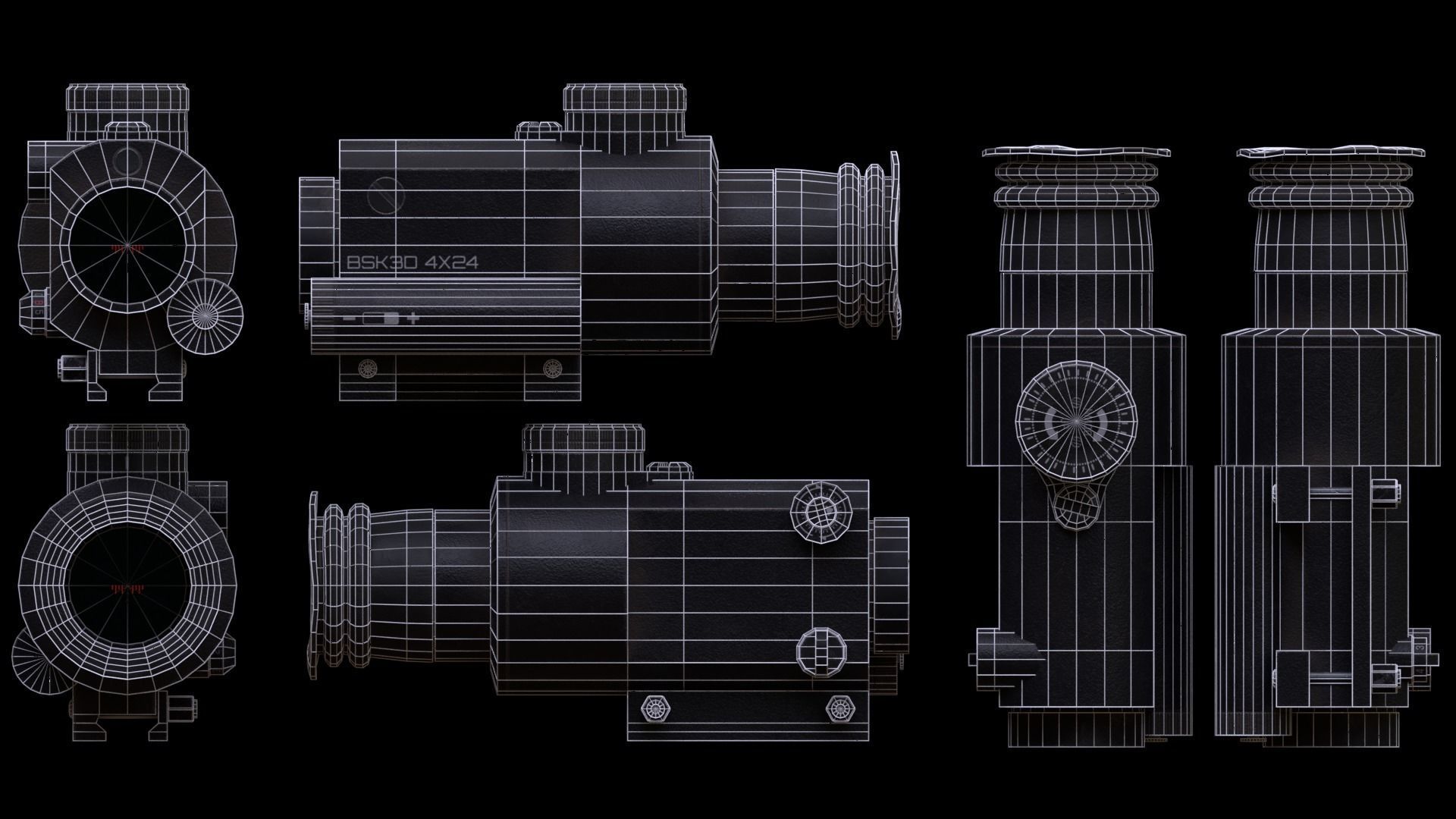 Box Scope 4X24 Zoom Low-poly 3D model_3