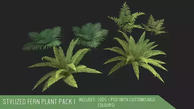 Stylized Fern Plant Pack 1 3D model
