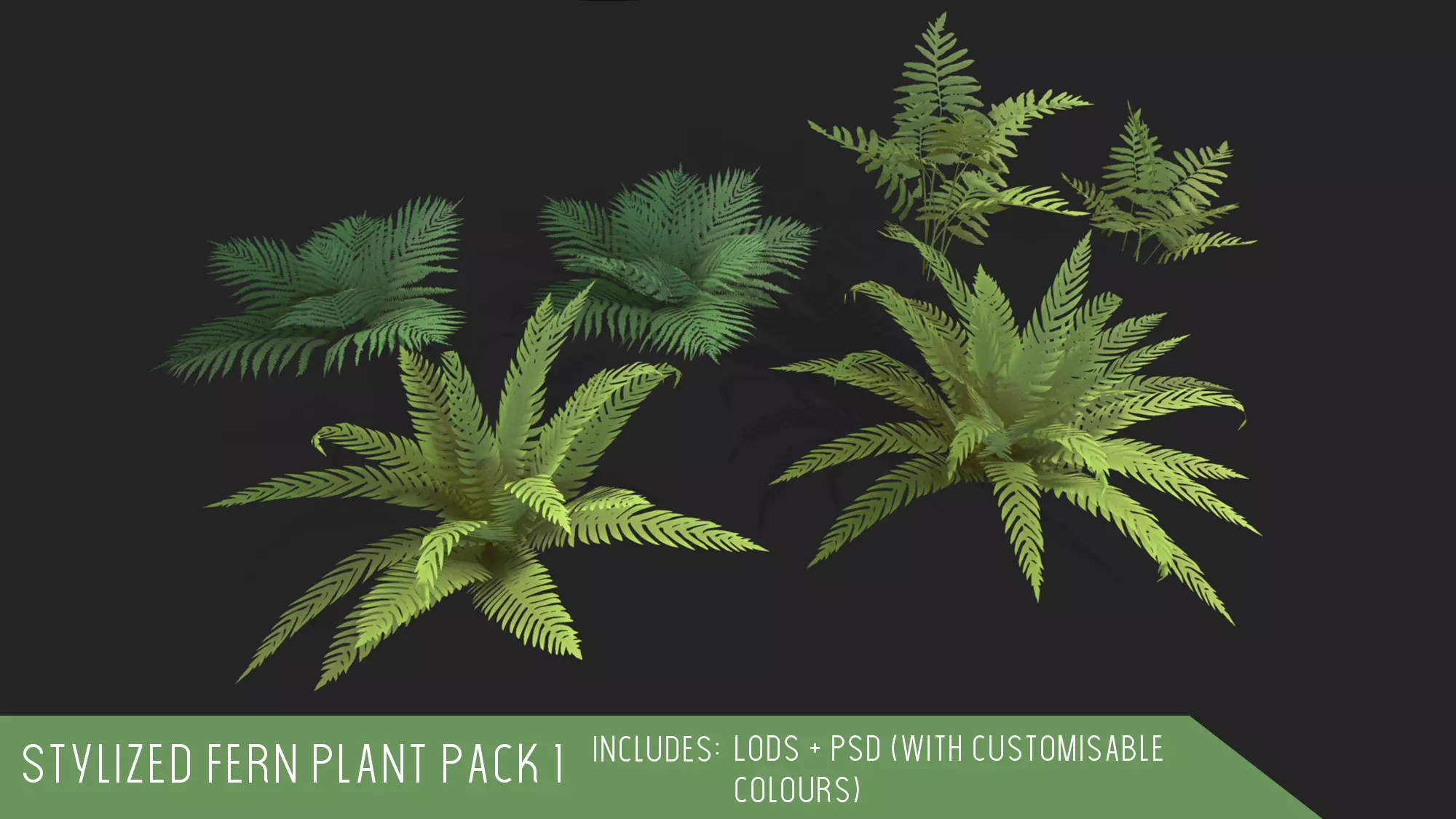 Stylized Fern Plant Pack 1 3D model_0