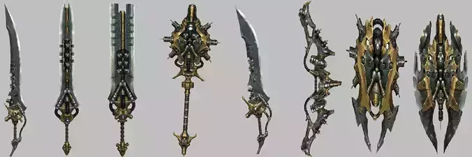 Weapon Set futuristic Low-poly 3D model