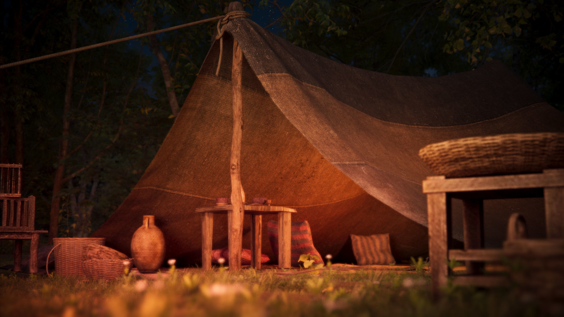 Ancient Tent 01 Low-poly Low-poly 3D model_2