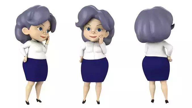 Cartoon  Middle age Women  office worker  Rigged