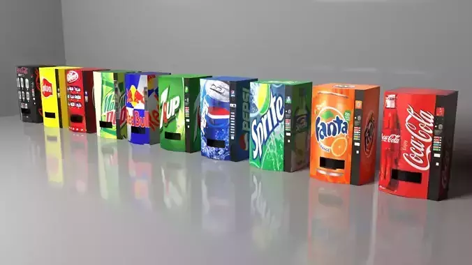 Soft Soda Drinks Vending Machines Set Low-poly 3D model
