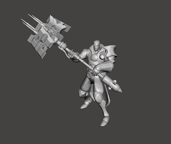 Jayce 3D Model golden man holding axe 3D print model