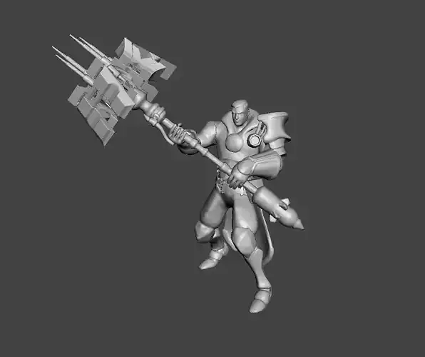 Jayce 3D Model golden man holding axe
