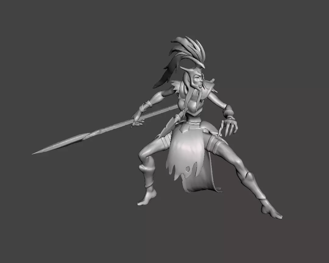 Kalista 3D Model woman holding sword 3D print model_0