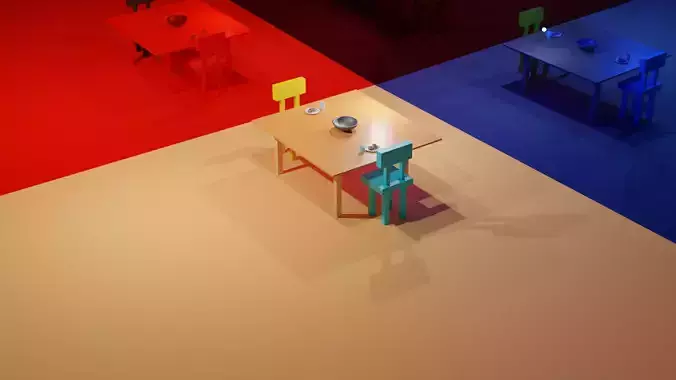 Table and a chair with donuts