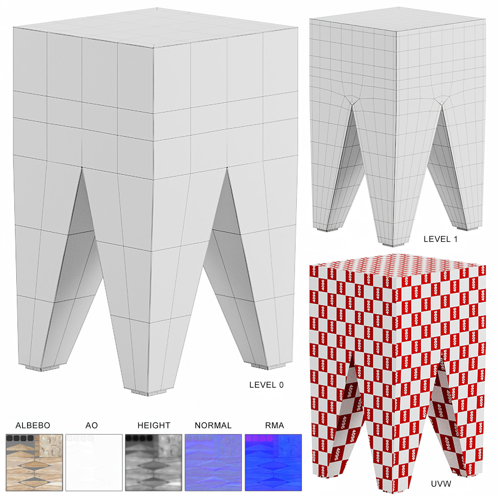 TANA Stool Low-poly 3D model_12