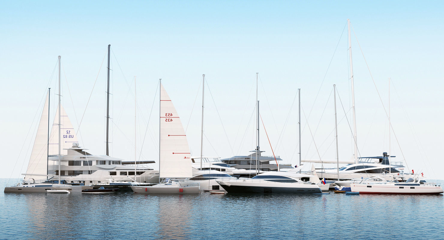 50 Yachts and Boats collection 3D model_2