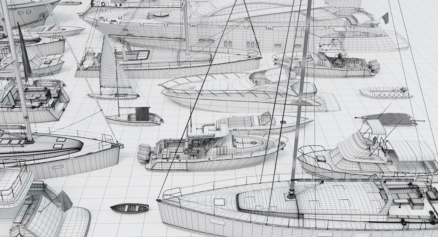 50 Yachts and Boats collection 3D model_28