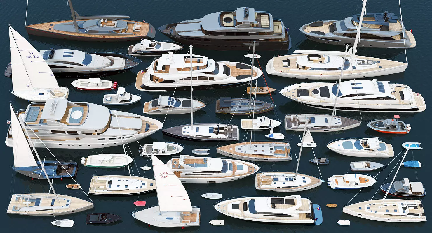 50 Yachts and Boats collection 3D model_0