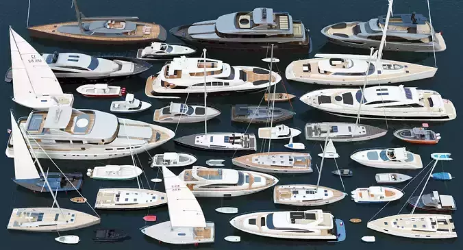 50 Yachts and Boats collection 3D model