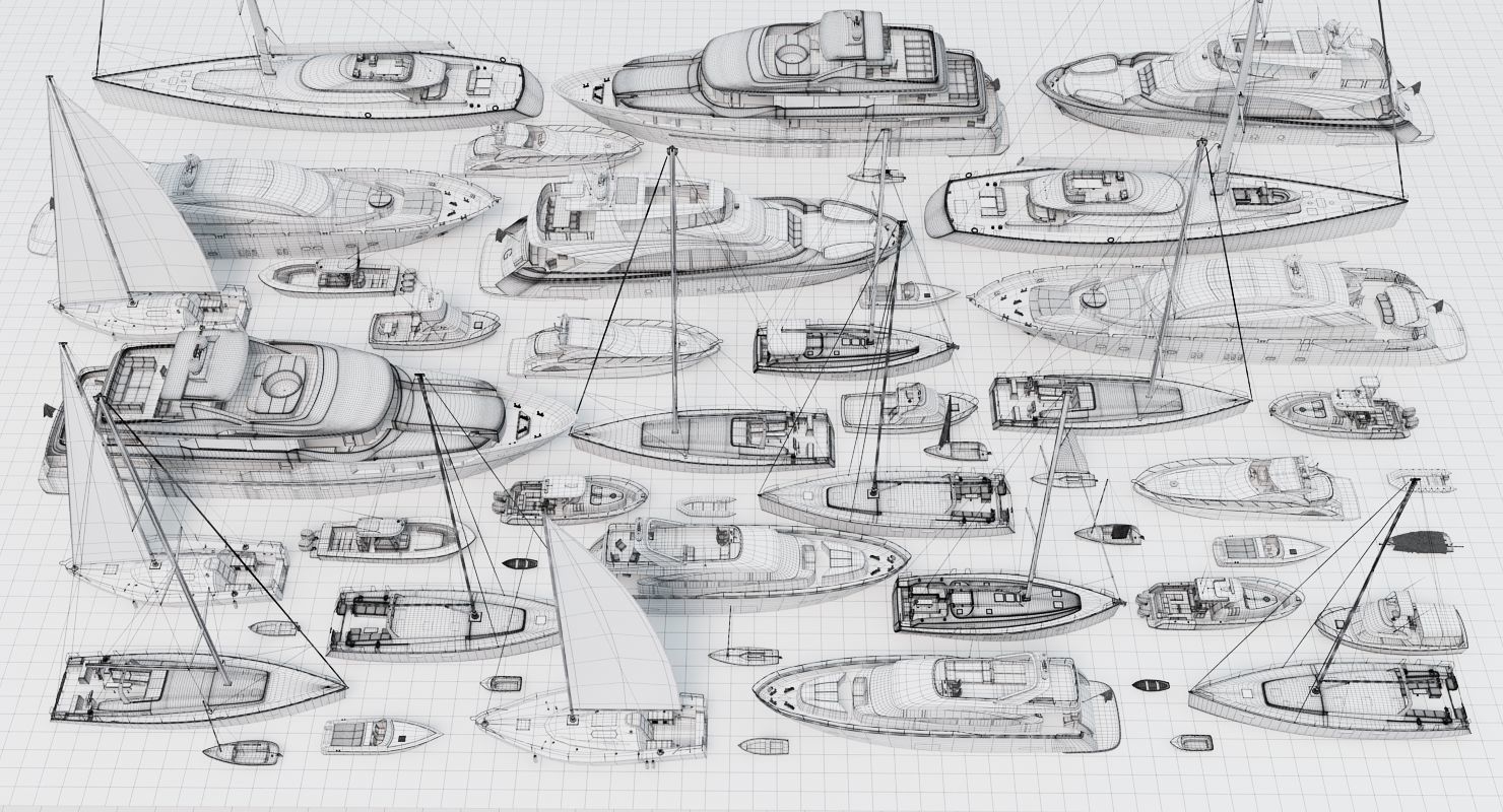 50 Yachts and Boats collection 3D model_27