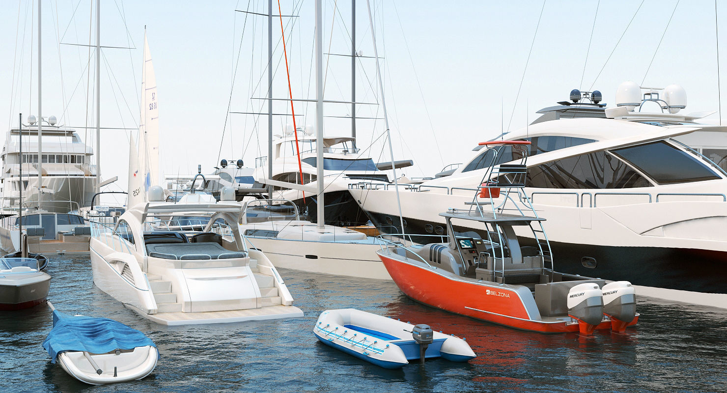 50 Yachts and Boats collection 3D model_4