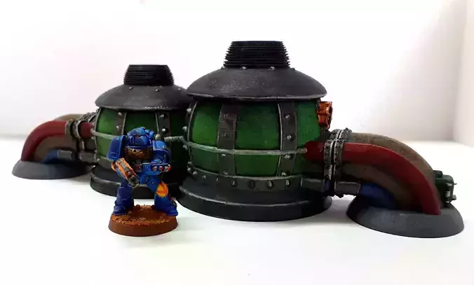 Modular industrial terrain chemical silos updated 3D print model