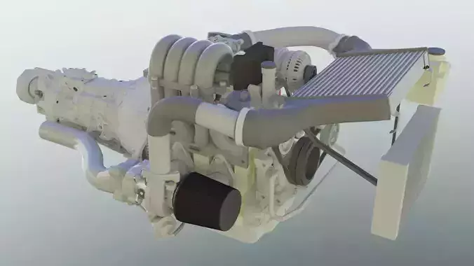 Rotary 13B RX7 MAZDA Custom turbo setup complete engine 3D model