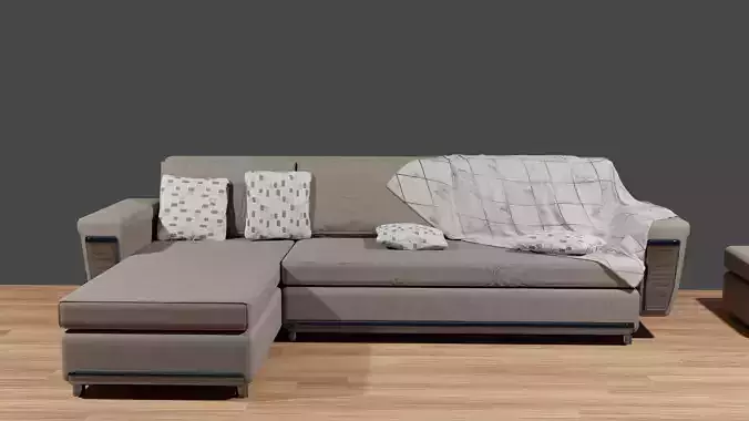 Couch living room with and two ottomans