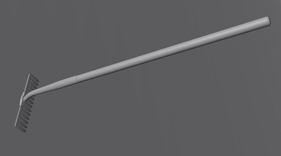 Rake gardening low poly model game ready Low-poly 3D model_2